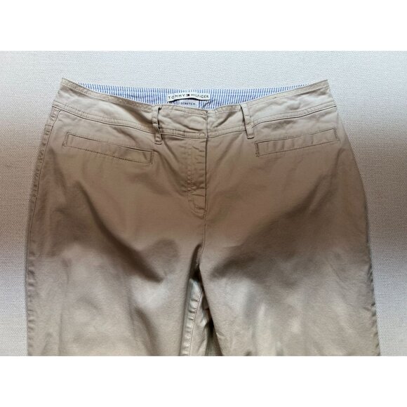 Tommy Hilfiger Women's Cotton Capri Pants Flat Front Size 14 Light Khaki - Picture 5 of 11